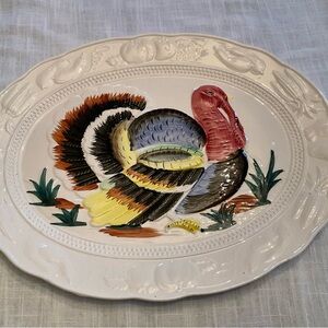Large Ceramic Turkey Platter, Made in Japan, Excellent Condition 18.5” x 14”
